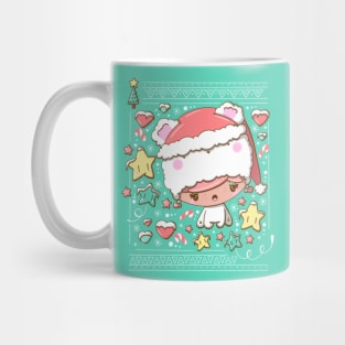 Cute festive polar bear bubble head girl in kawaii style Mug